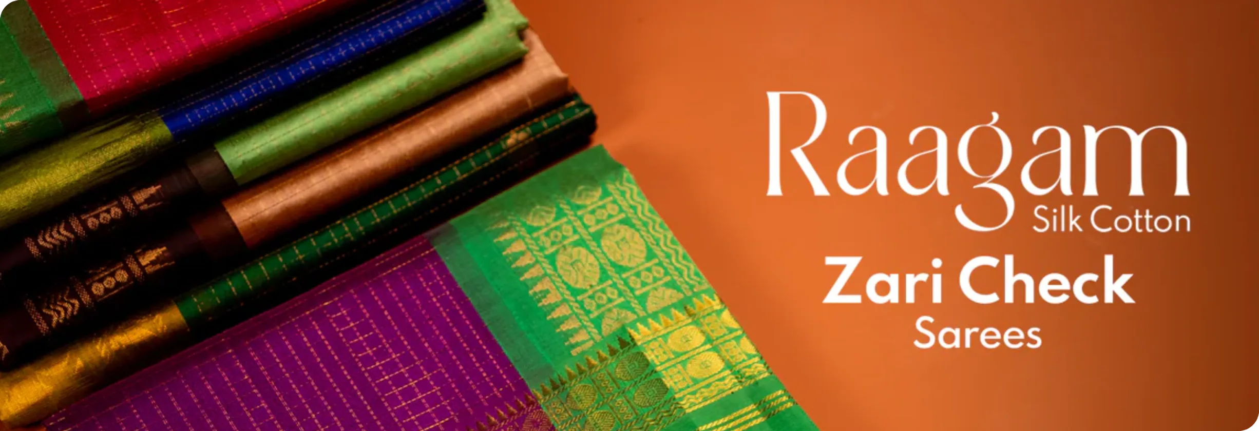 Raagam Silk Cotton Zari Check Sarees