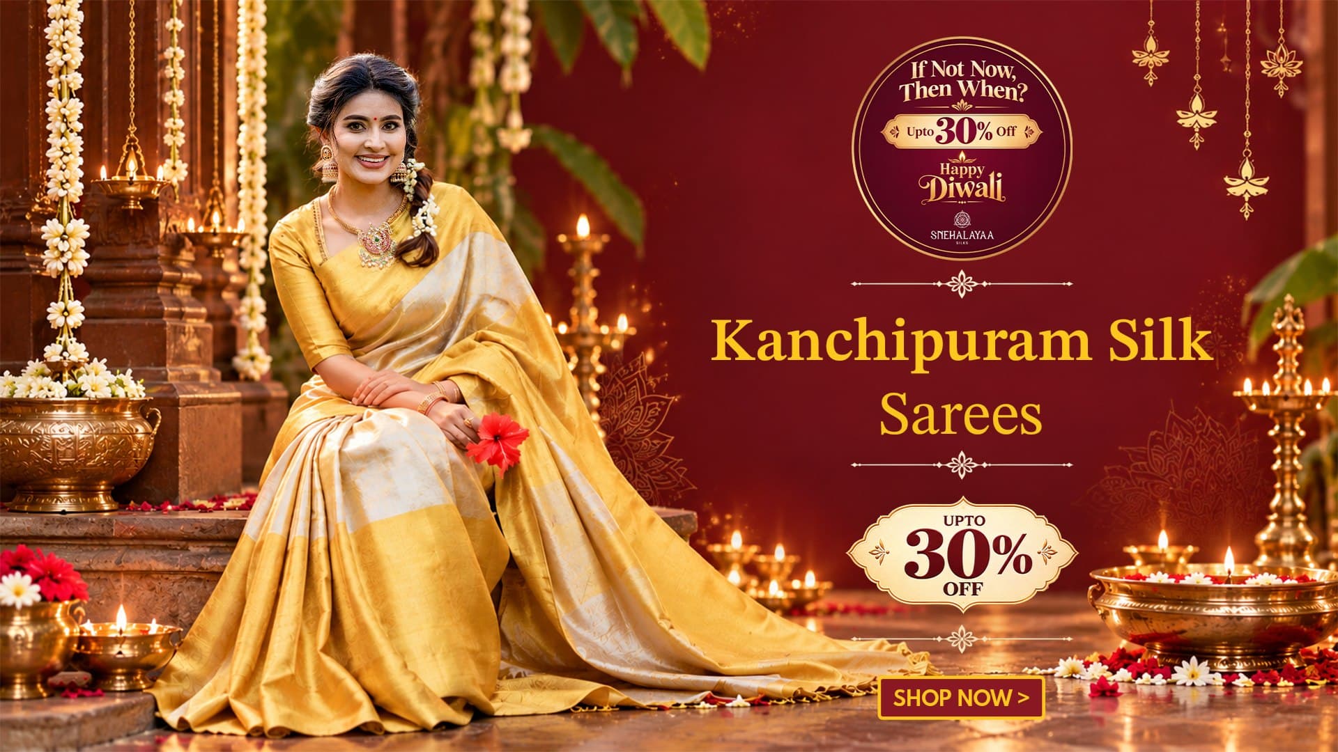 Diwali sale: Kanchipuram silk sarees, up to 30% off. Shop now