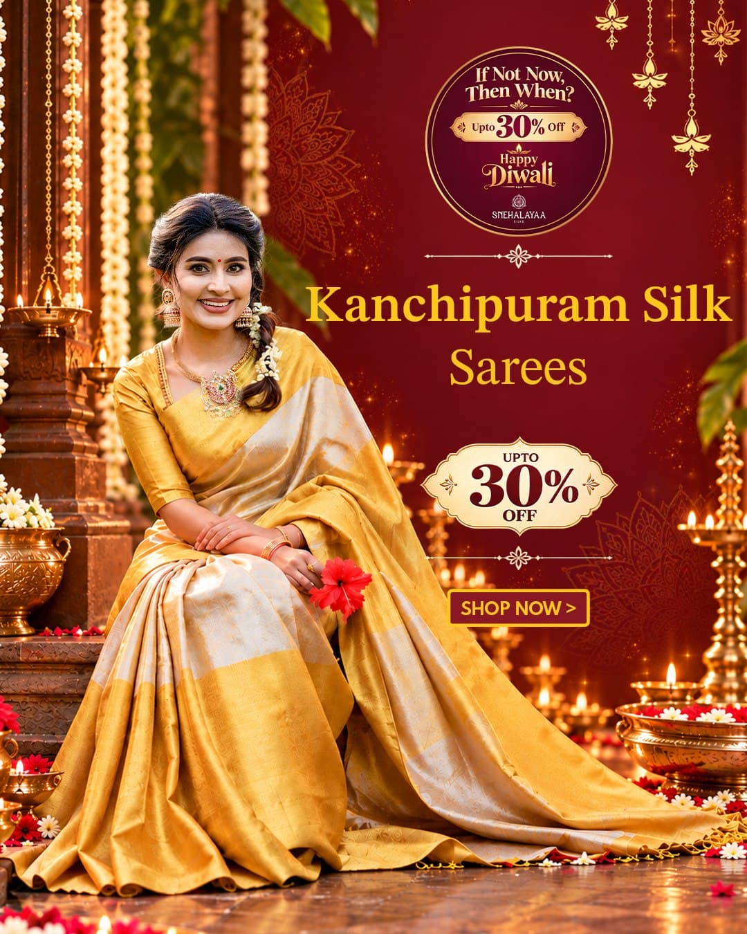 Diwali sale: Kanchipuram silk sarees, up to 30% off. Shop now